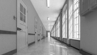 Pasillo en un hospital psiquiátrico