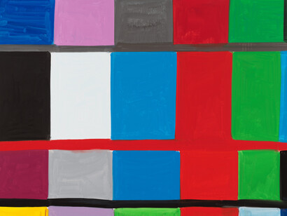 Stanley Whitney, Dear Paris (detail), 2023. Oil on linen, 80 x 100 inches (203.2 x 254 cm) © Stanley Whitney. Photo: Rob McKeever. Courtesy Gagosian