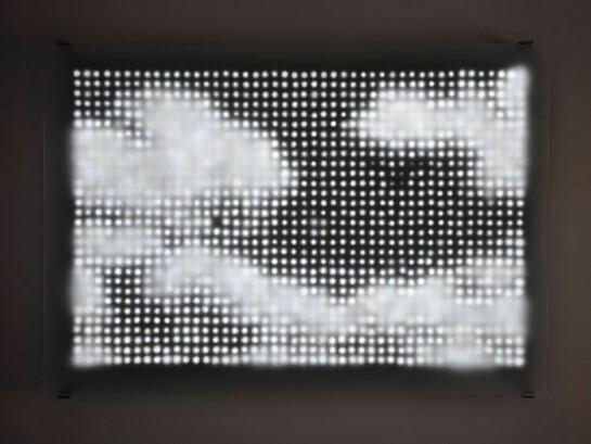 Jim Campbell, Light Topography Clouds, 2014, LEDs, metal, custom electronics, 36 x 51 x 6 1/2 inches
