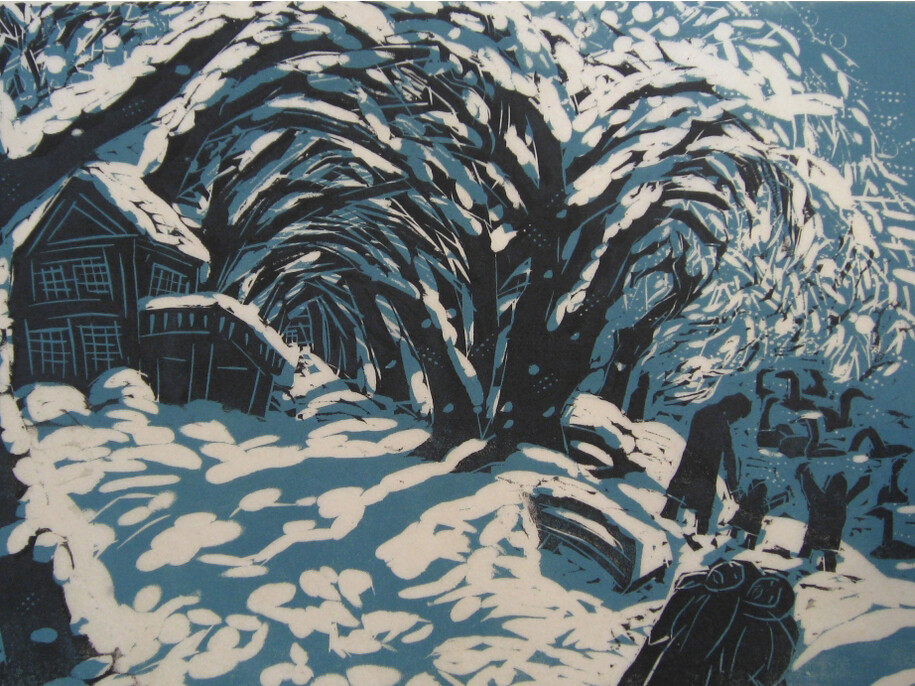 Dingle Park, Oakville, 1998, Woodblock Print, 11x15.75inches, 28.5x40cm