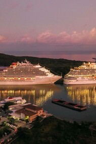 Two cruise ships in Coxen Hole, Bay Islands Department, Roatán, Honduras
