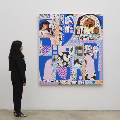 Jonathan Casella, For the love of handsome women IV (installation view), 2023, Acrylic on canvas over panel, 63 x 57 in. Courtesy of the artist and The Pit Gallery