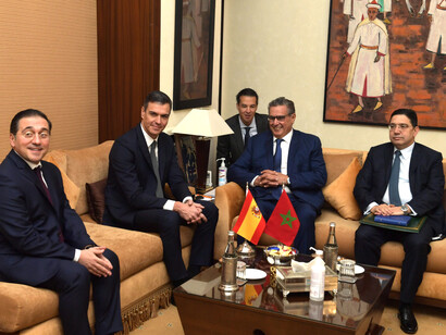 Reunión de trabajo entre Pedro Sánchez y el jefe de gobierno del Reino de Marruecos, Aziz Akhannouch, febrero 2023