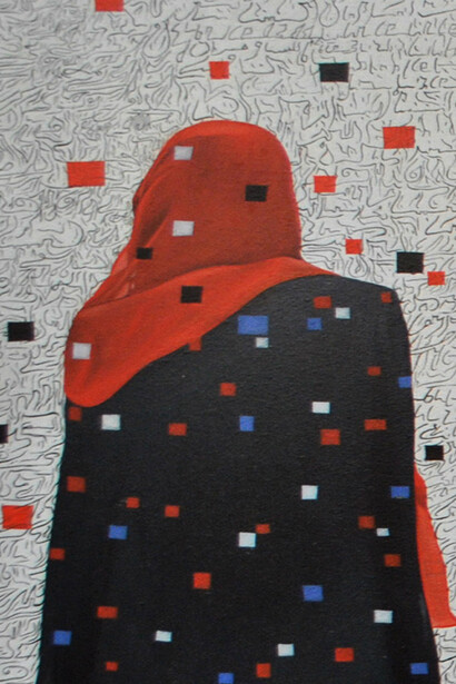 Eddy Ilunga Kamuanga, Voile, 2014, Acrylic on canvas, 120 x 100 cm, Image courtesy of the Saatchi Gallery, London