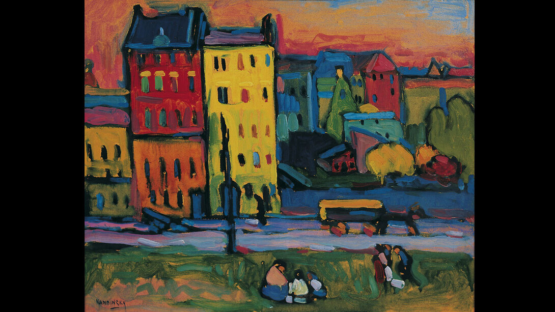 Wassily Kandinsky, Case a Monaco, 1908, Olio su tela, © Von der Heydt-Museum Wuppertal / Photo: Antje Zeis-Loi, Medienzentrum Wuppertal