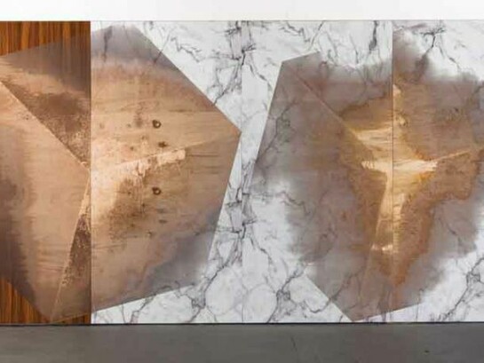 Michael DeLucia, Crop Circles, 2013, high pressure laminate and wood, 96 x 192 inches