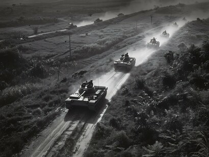Tanques de guerra. Os orçamentos militares são hoje os que mais crescem na grande maioria dos países e os líderes europeus declaram abertamente que a Europa, o continente mais violento do mundo, deve preparar-se para a Terceira Guerra Mundial. Do lado dos EUA, o cerco militar à China, com as bases militares do Japão, Coreia do Sul, Filipinas, Guam e Tailândia, aumentam a polarização e a possibilidade de guerra