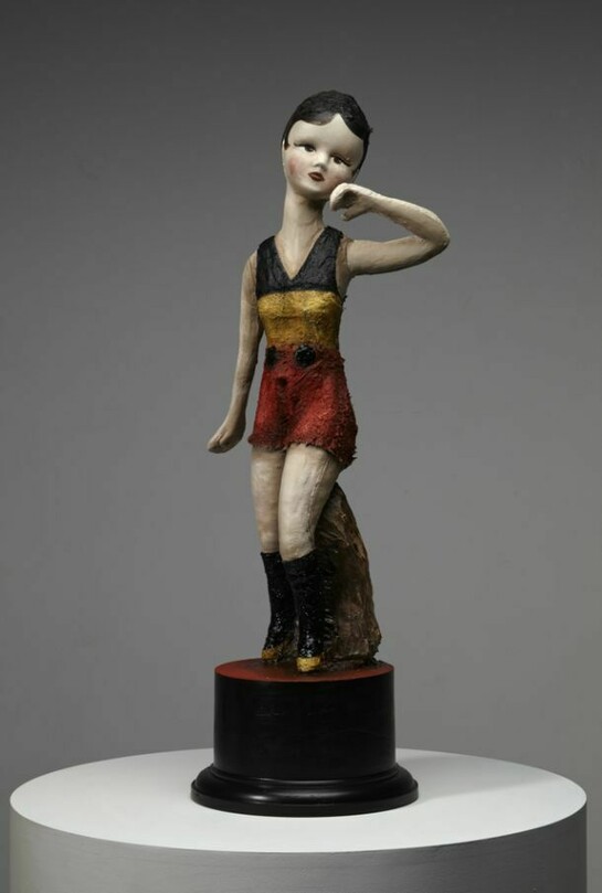 Cathie Pilkington, Pinnochio, 2012, oil paint on clay, wood, felt, plastic and canvas, approx 56 x 25 x 23 cm