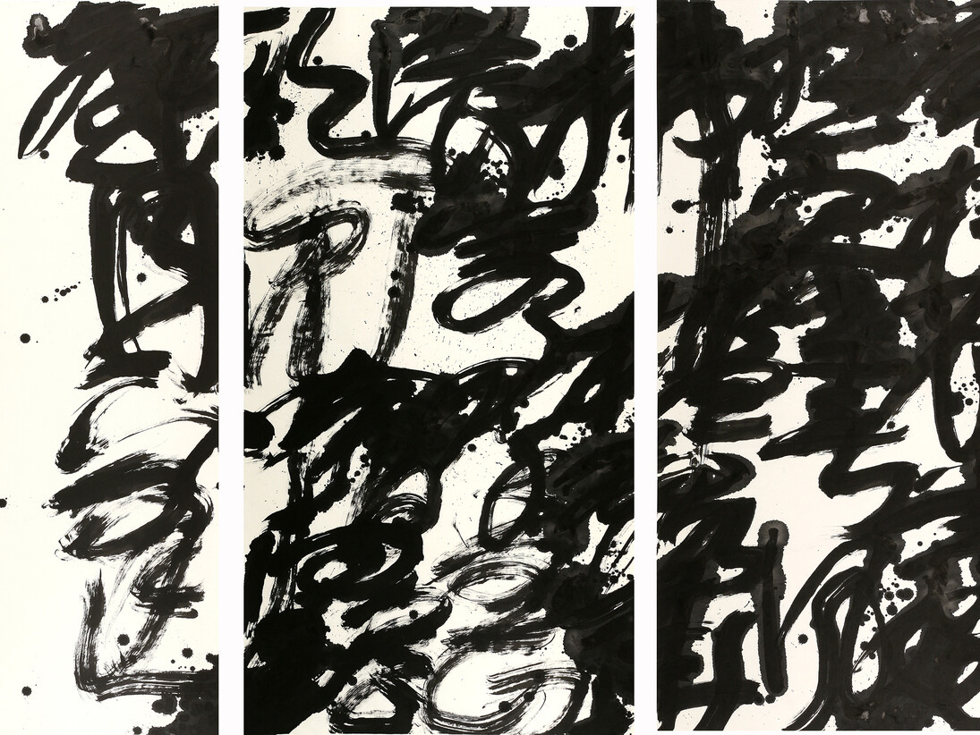 Wang Dongling Li Bai-Her Envious Beauty, 2015, Ink on Xuan paper, 70 3/4 x 113 1/2 in (180 x 288 cm) Each panel 70 3/4 x 37 3/4 in (180 x 96 cm), detail
