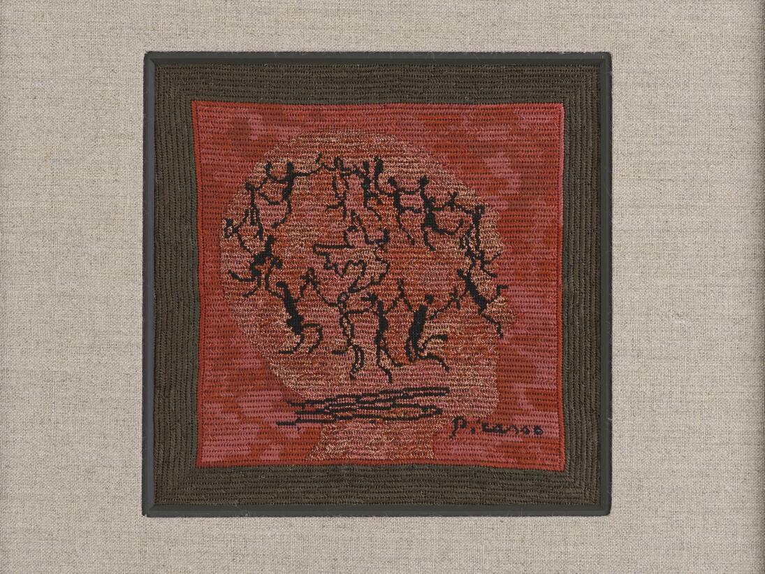 Narelle Jubelin, As Yet Untitled (Pablo Picasso, 1961), 2014, cotton on silk petit point, 33 x 32.5 cm, Courtesy the artist and Marlborough Contemporary, London