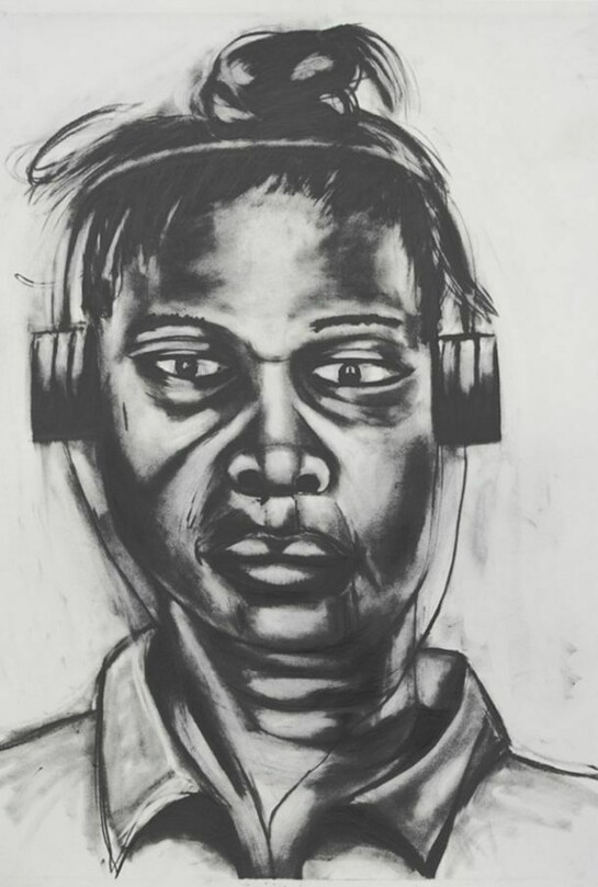 Frederick Hayes, Transformation / Sister sister, 2013, graphite on paper, 30 x 22 inches