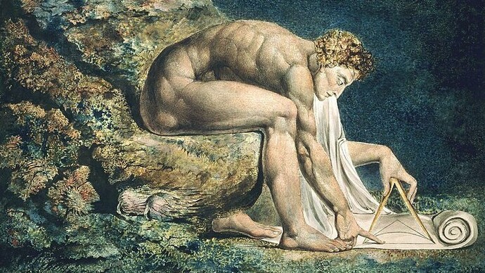"Newton", pluma, tinta y acuarelas, William Blake, 1795