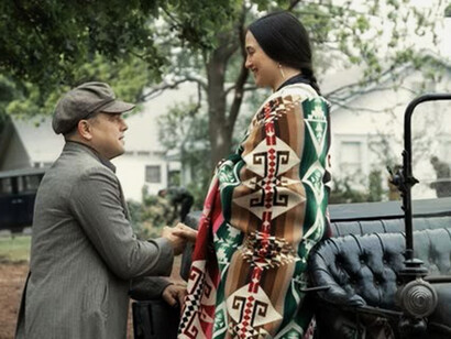 Leonardo Di Caprio e Lily Gladstone in Killers of the flower moon di Martin Scorsese, 2023