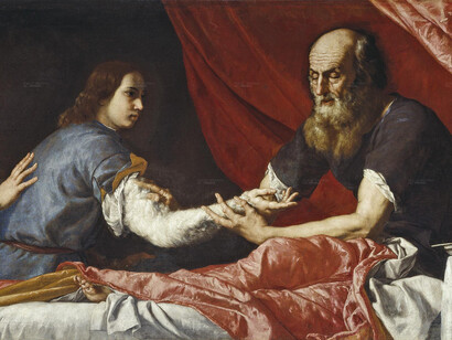 Spagnoletto. Giacobbe carpisce la benedizione da Isacco con l'aiuto di Rebecca