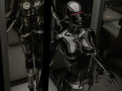 A full metal robot with an infrared lens looks like a menacing machine that could destroy our future