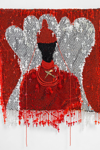 Victor Ehikhamenor, It is a living head that wears a crown, 2025. Courtesy of Pippy Houldsworth Gallery