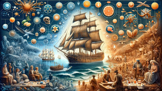 Vitamin C through evolution and history, AI art created by the Author using the DALL.E3 Model