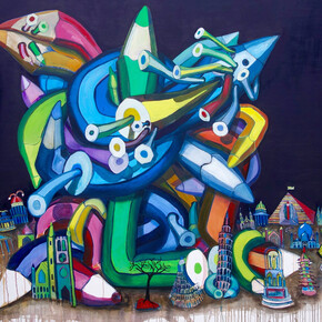 Celina Teague, The tower of fable, 2015, oil and acrylic on canvas, 170  x 150 cm