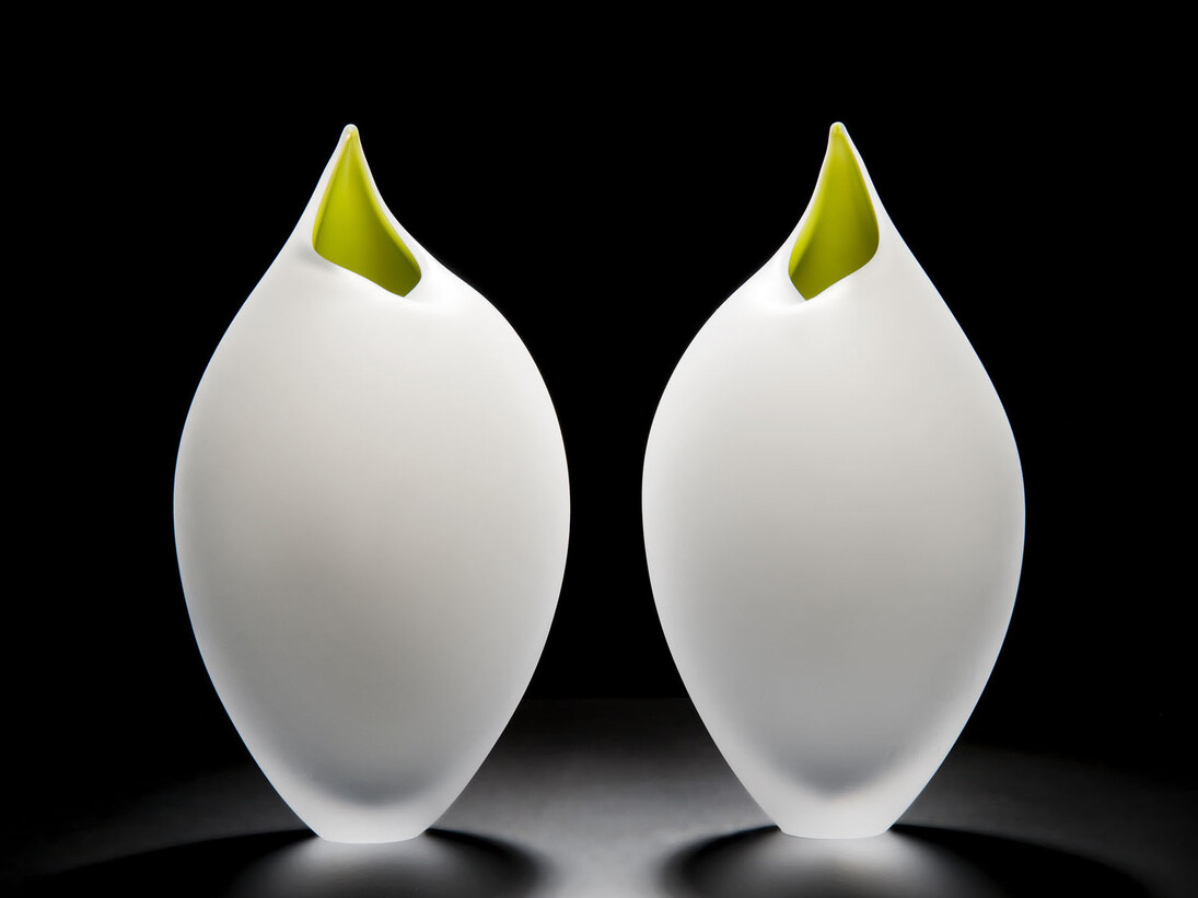 Bruce Marks, White and Yellow Birds, 30cm H, 2013