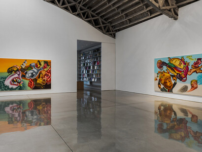 Peter Saul, Exhibition view. Courtesy of Mary Boone Gallery