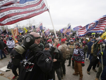 Pro-Trump protesters gather in front of the US Capitol Building