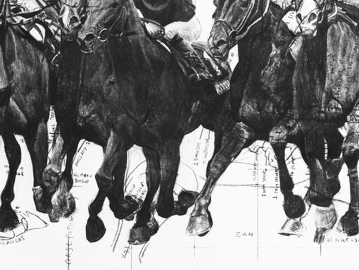 Joël Person, Chevaux Dragons, partie gauche, ensemble 350x110, (détail), 2017