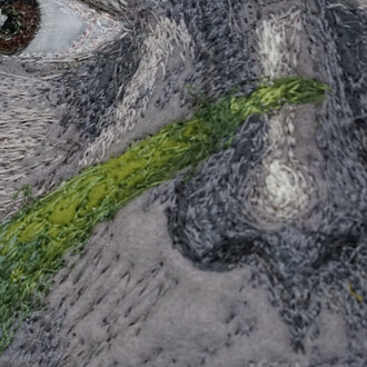 Lawrence James Bailey, Bare machine, painting in exhibition (detail). Courtesy of Galerie Bart