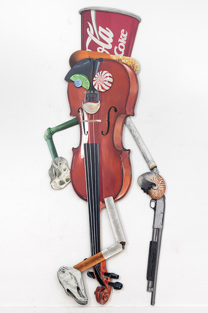 Alfred Steiner, Gentleman, 2014, Acrylic gesso and oil on medium-density fiberboard, 114 x 35 x 4 inches