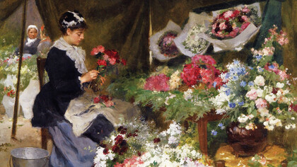 Victor Gabriel Gilbert, Flower Seller Making a Bouquet