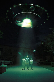 A digital artwork depicting the UFO sightings by the commoners