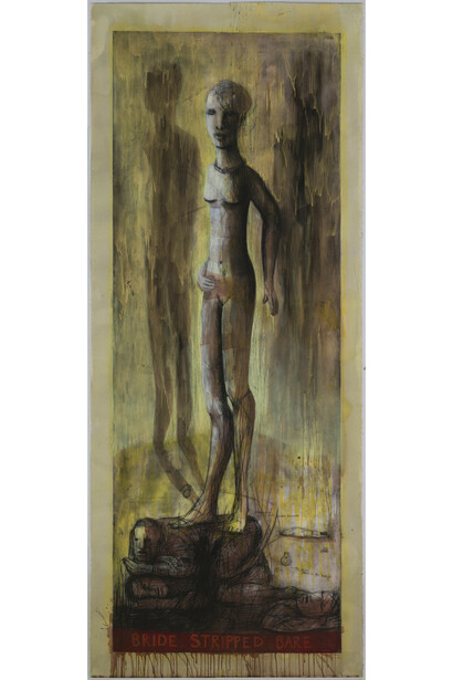 Deborah Bell, Bride Stripped Bare Devi, 2014, Etching and hand painting, Unique work, 263 x 107 cm, Published by David Krut Print Workshop