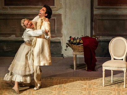 Gli Innamorati di Carlo Goldoni, 2013-2014. Marina Rocco e Matteo De Blasio. Ph Fabio Artese