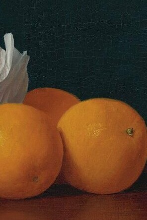 "Naranjas envueltas sobre una mesa", óleo sobre lienzo, William Joseph McCloskey, 1897