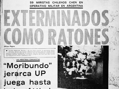 Portada del diario La Segunda, 24 de julio de 1975, que escribe una nota a partir de la publicación de Lea y la titula “Exterminados como ratas”