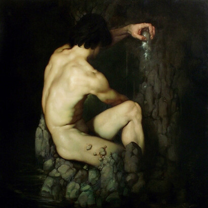 Roberto Ferri, Il riflesso nell'ombra, olio su tela, cm 100 x 100, 2013 