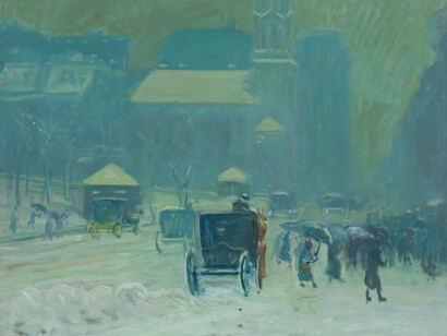 Arthur C. Goodwin, Park street church in winter. Courtesy of Vose Galleries
