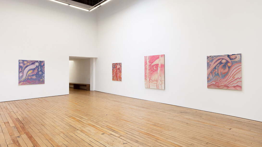 Laurie Nye, The battlefield where the moon says I love you, exhibition view. Courtesy of Uffner & Liu Gallery