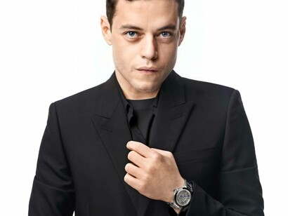 Actor Rami Malek showing off the latest men's jewelry by Cartier