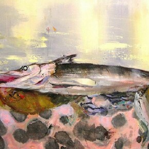 Judith Simonian, 2012, Big Catch, Acrylic on canvas, 44h x 60w in.