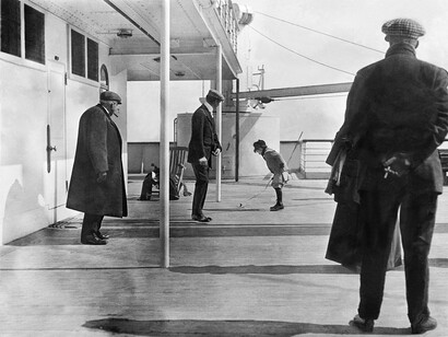 Frank Browne, Doug Spedden Playing on Deck of Titanic, 1912