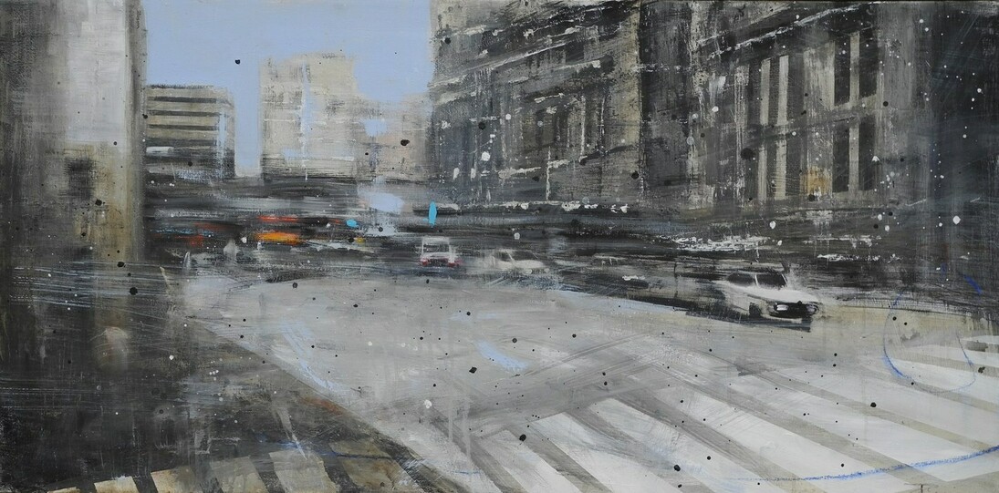 Alfredo Pini, Vernice fresca, 2015, olio su tela, cm. 50x100 