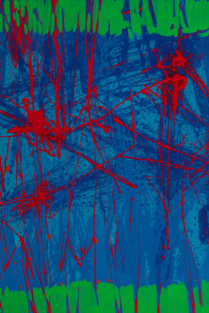 Antonio Corpora, Stella e cometa, 1974, olio e smalto su tela