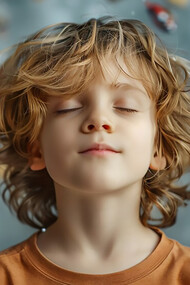 The magic of childhood imagination with a picture of a blissful kid daydreaming, surrounded by flying toys, creating a joyful and whimsical scene, generated by AI, freepik