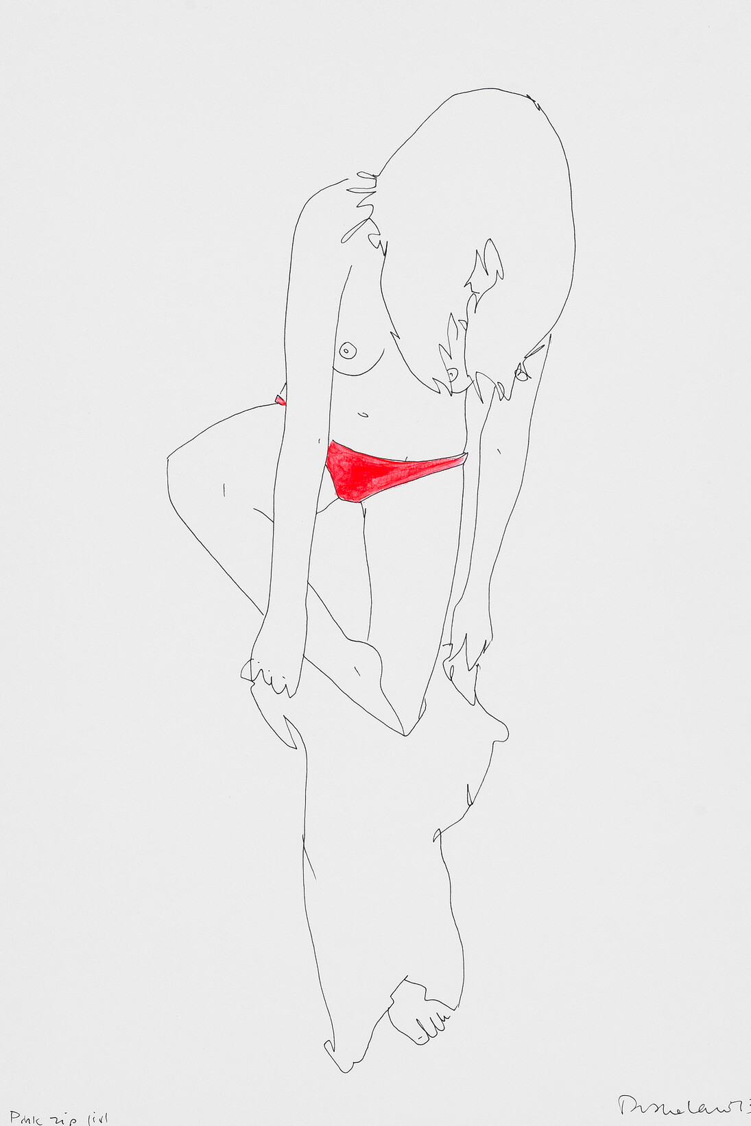 Natasha Law, Pink Zip, 2013, Ink and gloss paint on paper, pentatych, 12 x 8 in / 20 x 31 cm, courtesy of Eleven, London 
