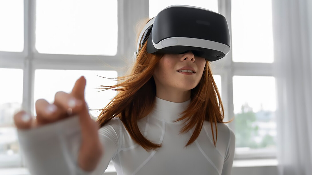 The future of fitness with a woman utilizing VR glasses, showcasing the integration of wearable devices and smart technology in the realm of technological disruptions