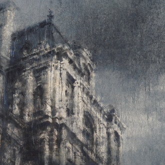 Hotel de Ville, Paris II. Watercolor on arches paper, 44" x 67", 114.3 x 170.1cm. Courtesy of Hugo Galerie (detail)