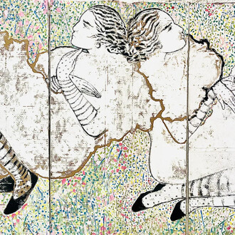Sofia Cacciapaglia, Affresco su cartone anime (detail), 2026. Courtesy of Sapar Contemporary