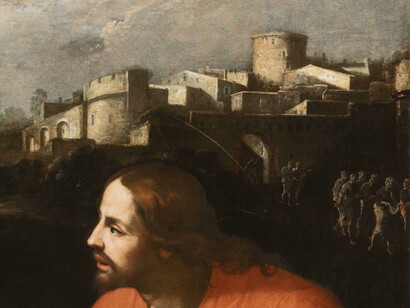 Dettaglio Cristo in Cristo e la Samaritana al Pozzo, Artemisia Gentileschi
