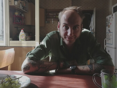 In his flat and workspace on Wenceslas square, photo by Martina Kroa
