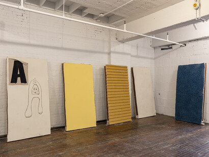 Amanda Ross-Ho, Untitled second floor (One big dark room), exhibition view. Courtesy of Mattress Factory